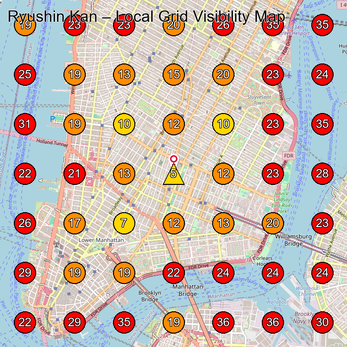 Ryushin Kan GeoGrid visibility map for Martial Arts School in New York